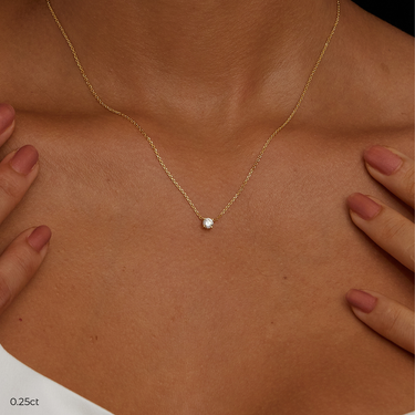 Round Diamond Solitaire Necklace - Le Bezel