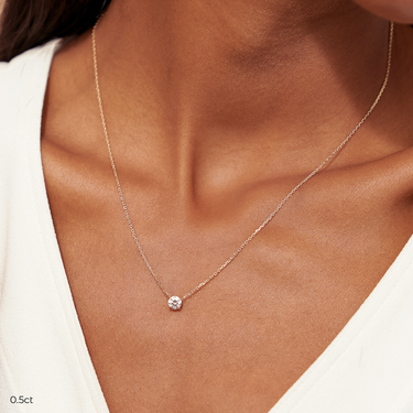 Round Diamond Solitaire Necklace - Le Bezel