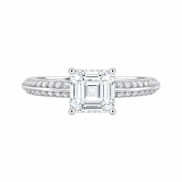 Double Row Pavé Engagement Ring Asscher Cut