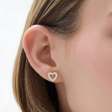 0.1 CTW Diamond Heart Stud Earrings Earring - Beyon Diamond
