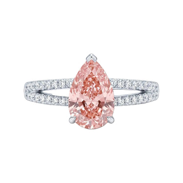 Double Pave Pink Pear Cut Diamond Ring