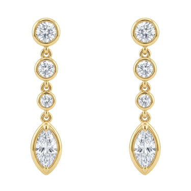 0.5 CTW Round And Marquise Diamond Drop Earrings - Beyon Diamond