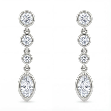 0.5 CTW Round And Marquise Diamond Drop Earrings - Beyon Diamond