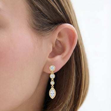 0.5 CTW Round And Marquise Diamond Drop Earrings - Beyon Diamond