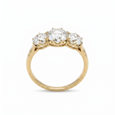 Vintage Old Mine Cut Three Stone Diamond Ring
