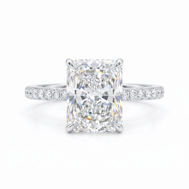 Prong Pavé Solitaire Radiant Cut Diamond Engagement Ring