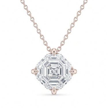 Kite Set Asscher Cut Diamond Solitaire Pendant Necklace