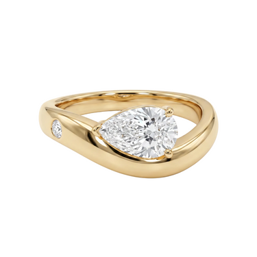 East West Twisted Pear Cut Engagement Ring
