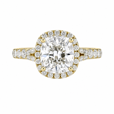 Vintage Halo Pavé Cushion Cut Diamond Ring