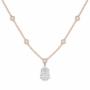 Pear Cut and Round Bezel Station Necklace