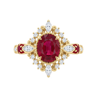 Crimson Bloom Lab Grown Ruby And Diamond Ring