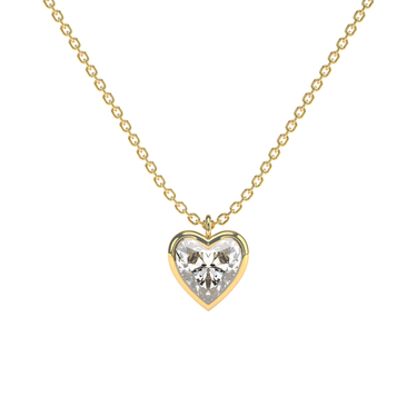 Bezel Heart Solitaire Diamond Pendant Necklace - Le Bezel 