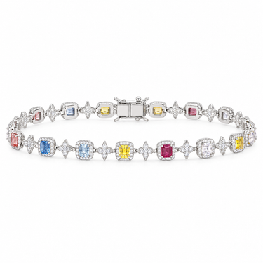 Multicolor Clover Diamond Tennis Bracelet
