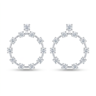 Diamond Halo Circle Hoop Earrings