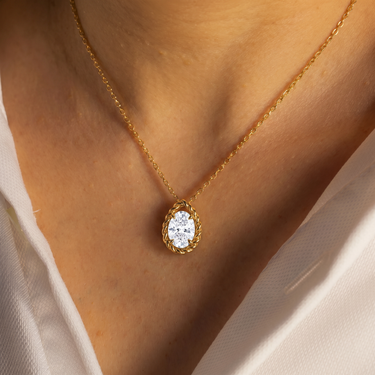 Twisted Rope Oval Diamond Necklace