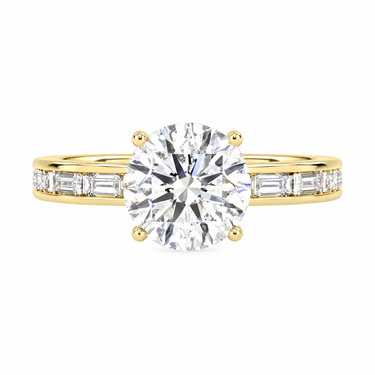 Channel Setting Baguette Pavé Engagement Ring Round Cut