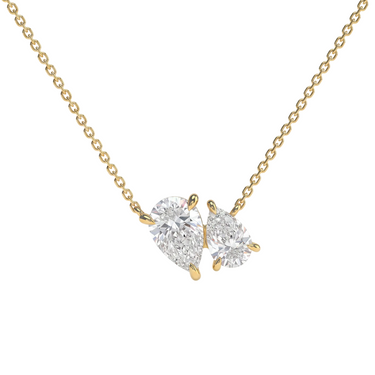 1.5 CTW Toi Et Moi Pear Cut Diamond Necklace