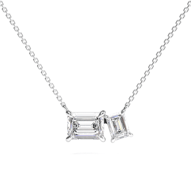 1.5 CTW Toi Et Moi Emerald Cut Diamond Necklace - Beyon Diamond