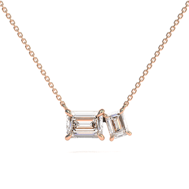 1.5 CTW Toi Et Moi Emerald Cut Diamond Necklace - Beyon Diamond