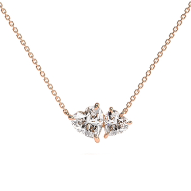 1.5 CTW Toi Et Moi Heart Cut Diamond Necklace - Beyon Diamond