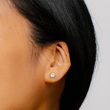 Solitaire Round Diamond Earring in Bezel Setting - Le Bezel