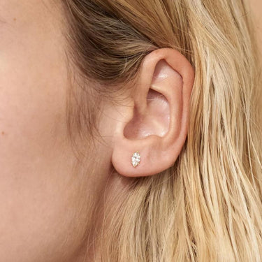 Solitaire Marquise Diamond Earring in Six Prong Setting - Le Bezel