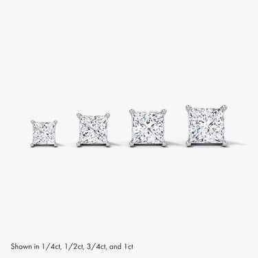 Solitaire Princess Diamond Earring in Four Prong Setting - Le Bezel