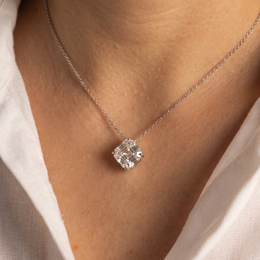 Kite Set Asscher Cut Diamond Solitaire Pendant Necklace
