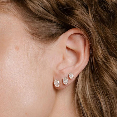 Solitaire Oval Diamond Earring in Four Prong Setting - Le Bezel