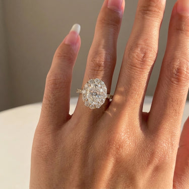 Vintage Halo Pavé Oval Cut Diamond Engagement Ring