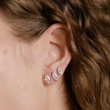 Solitaire Marquise Diamond Earring in Six Prong Setting - Le Bezel