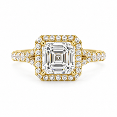 Vintage Halo Pavé Asscher Cut Diamond Ring