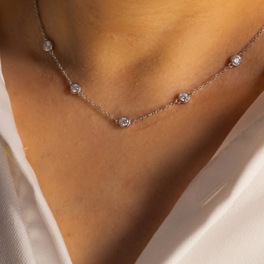 Bezel Set Diamond Station Necklace