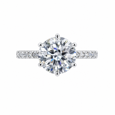 6 Prong Pavé Round Cut Engagement Ring
