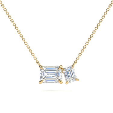 1.5 CTW Toi Et Moi Emerald Cut Diamond Necklace