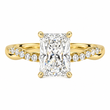 Twisted Side Stone Solitaire Radiant Cut Diamond Ring