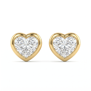 Solitaire Heart Diamond Earring in Bezel Setting