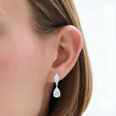 Marquise Cut and Pear Cut Diamond Drop Earring