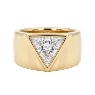 Trillion Cut Diamond Bezel Cigar Band Ring