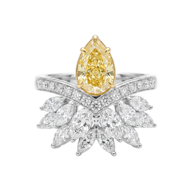 Pear Cut Yellow Diamond Imperial Feather Ring
