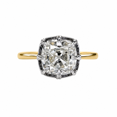 Cushion Cut Lab Grown Diamond Two-Tone Bezel Engagement Ring