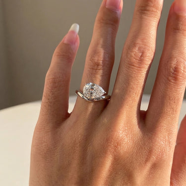 Pear Cut Lab Grown Diamond East West Engagement Ring