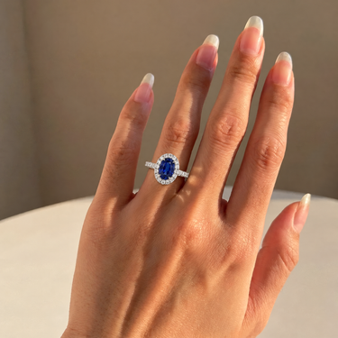 Lab Grown Sapphire Halo Diamond Engagement Ring