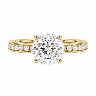 Channel Setting Pavé Engagement Ring Round Cut