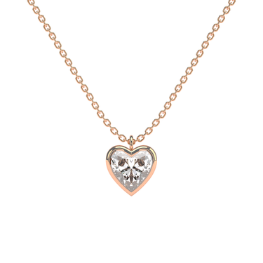 Bezel Heart Solitaire Diamond Pendant Necklace - Le Bezel 