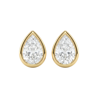 Solitaire Pear Diamond Earring in Bezel Setting