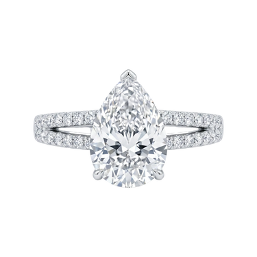 Pear Cut Lab Grown Diamond Split-Shank Pavé Engagement Ring