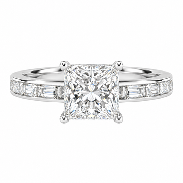 Channel Setting Baguette Pavé Engagement Ring Princess Cut