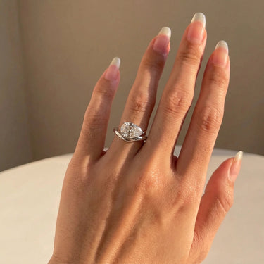 Pear Cut Lab Grown Diamond East West Engagement Ring