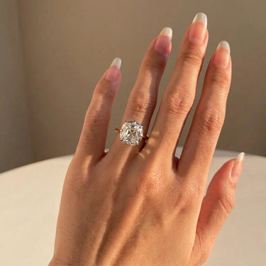 Cushion Cut Lab Grown Diamond Two-Tone Bezel Engagement Ring